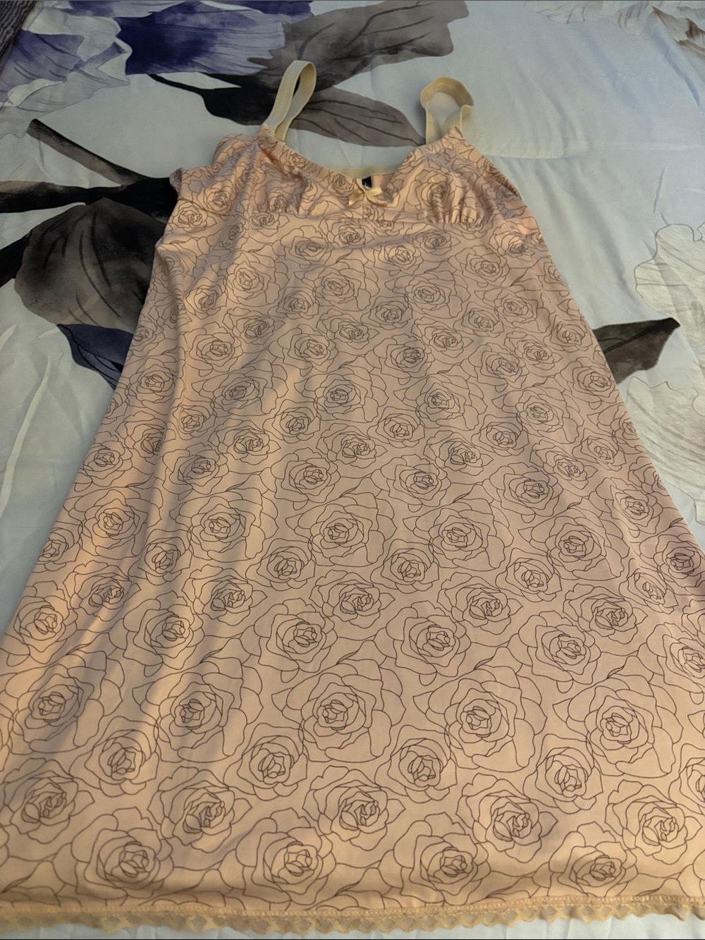 Women’s Pink Rose-Print Slip Nightdress